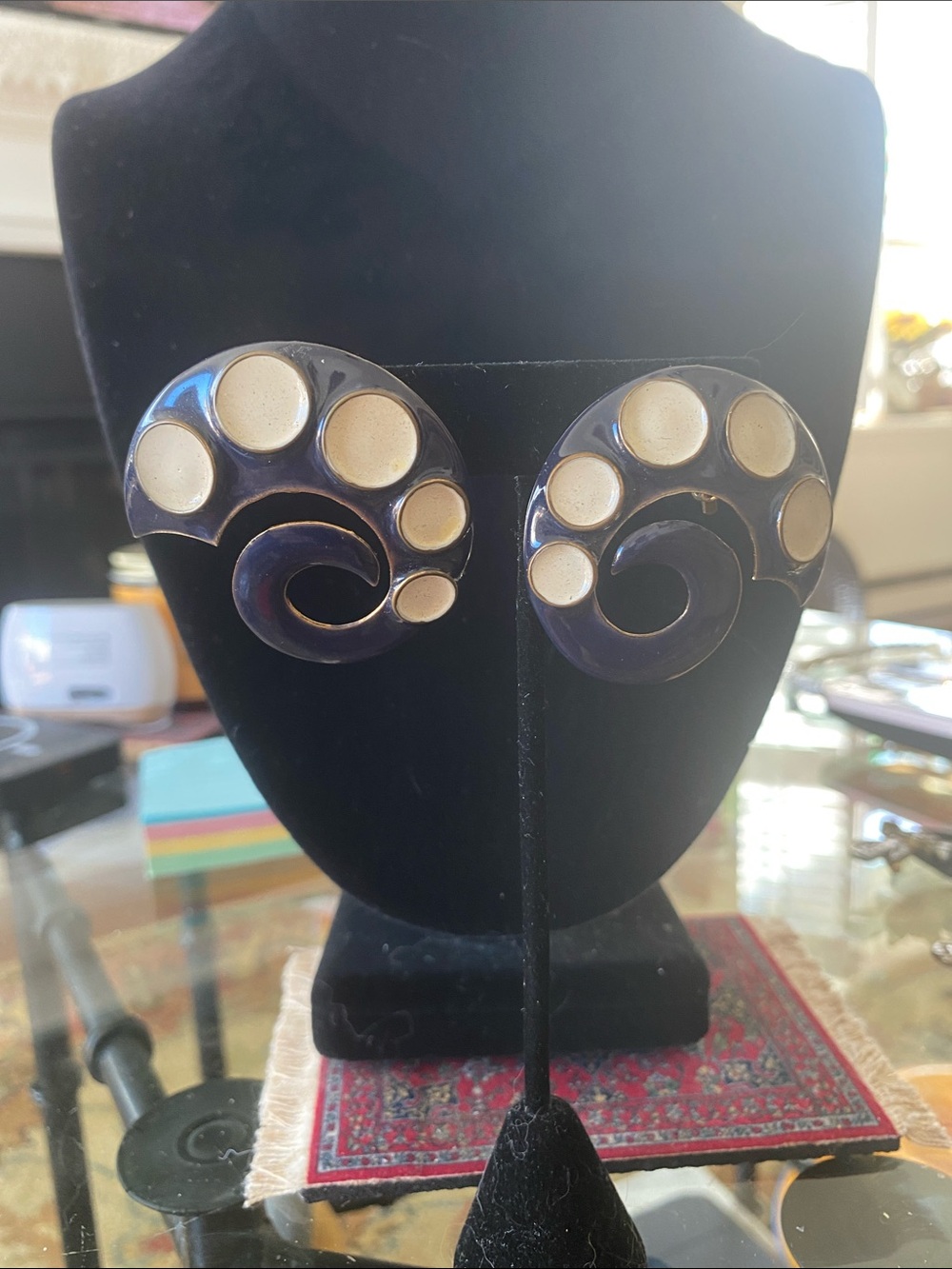 Black and Gold Swirl Clip-On Earrings